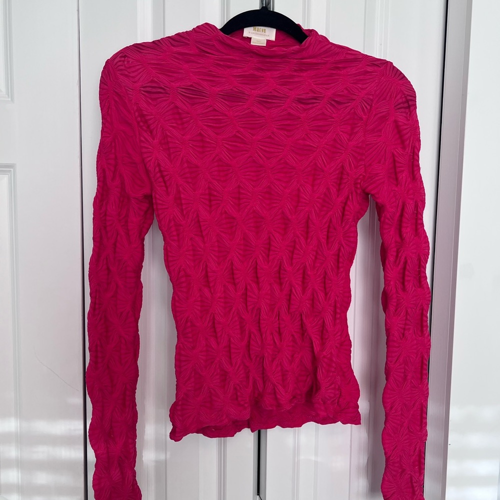 Anthropologie Fuchsia Textured Long Sleeve Top